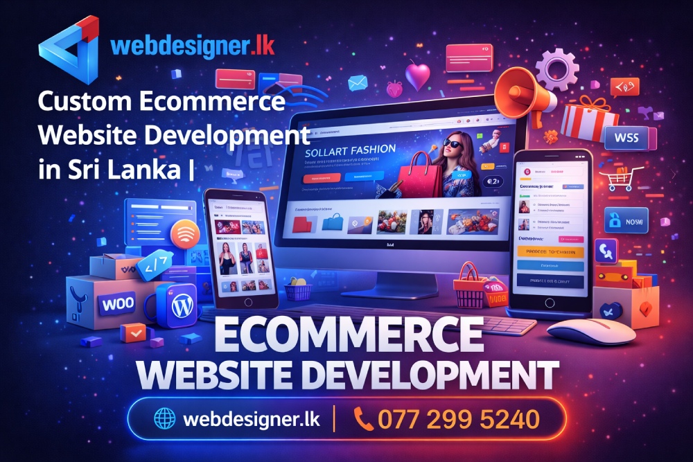 Custom e commerce web design services for Sri Lankan businesses looking to sell online with a fast, responsive, and user-friendly website. Build a custom e commerce website designed for your brand, your