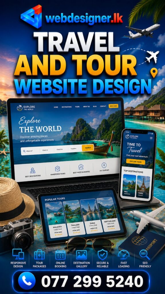 Modern Tour & Travel Website Designed by a Leading Travel Website Development Company in Sri Lanka